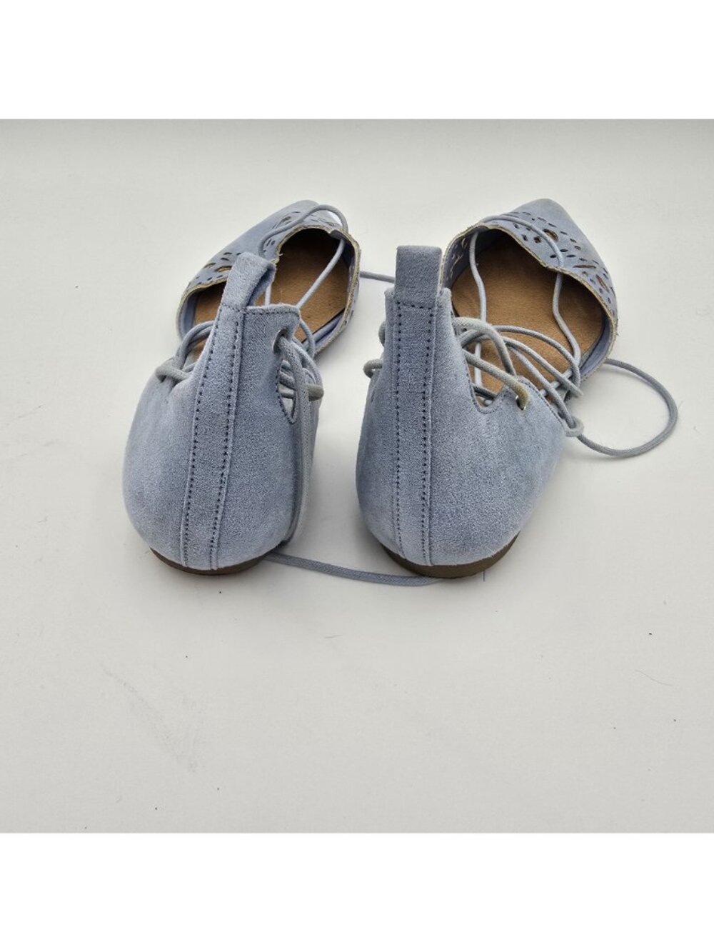 Steve Madden Ghinesa Womens Flats Size 10 Light Blue Suede Lace-Up Pre-Owned - Picture 3 of 7
